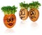 Handpainted Easter eggs in funny scared and surprised cartoonish faces with cress like hair look at the outstanding foreign