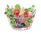 Handpainted watercolor clipart with fresh vegetables in box