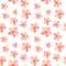Handpainted watercolor seamless pattern with red mallow flowers Abutilon on white background