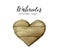 Handpainted watercolor wooden heart clipart. Rustic illustration. Template for blog, lettering, poster, invitation.