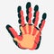 Handprint of family. Palm of man, woman and child. Symbol of parenting relationship. vector