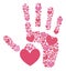 Handprint of hearts