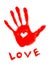 Handprint with love symbol