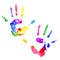 Handprint in vibrant colors of the rainbow