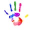 Handprint in vibrant colors of the rainbow