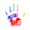 Handprint in vibrant colors of the rainbow