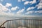 The handrails and cloudscape of Hulun lake