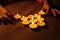 Hands arranging Tea lights candles