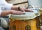 Hands on bongo drums