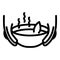 Hands bowl icon, outline style