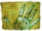 Hands of chakra energy - green