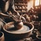 Hands for clay pot on potters wheel, in artist studio