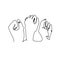 Hands with clenched fingers in one line art style. Continuous line drawing fists. Protest or revolution concept. Hand