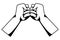 Hands clenched fist greeting cartoon in black and white