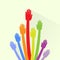 Hands Colorful Palms Up Concept Long Arm Flat