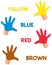 hands colours with letters