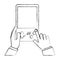 Hands with console video game retro portable