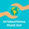 Hands cover earth peace day background, flat style