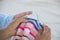 Hands with crochet needle and wool