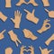 Hands deaf-mute different gestures human arm people communication vector seamless pattern background