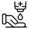 Hands disinfection icon, outline style