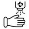 Hands disinfection icon, outline style