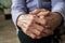 Hands of an elderly person. Wrinkled hands grandmother