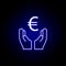 hands euro icon in neon style. Element of finance illustration. Signs and symbols icon can be used for web, logo, mobile app, UI,