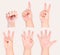 Hands and fingers sign symbol gesture from zero to