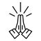 Hands folded in prayer icon, outline style