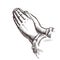 Hands folded in prayer. Sketch vector illustration