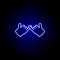 hands friendship shake outline blue neon icon. Elements of friendship line icon. Signs, symbols and vectors can be used for web,