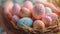 Hands gently cradle a nest of colorful Easter eggs.