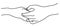 Hands. Gesture - Tenderness, love and passion. A mans hand gently holds a womans hand. contour line. Isolated over white