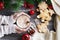 Hands of girl holding glass of eggnog