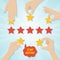 Hands giving five stars rating