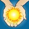 Hands giving and holding sun