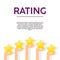 Hands with gold stars rating. Appreciation and recognition,