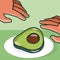 Hands grabbing avocado