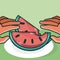 Hands grabbing watermelon