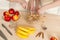 hands of the grandmother and hand of the granddaughter stir ingredients