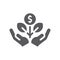 Hands growing money plant filled icon