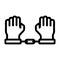 Hands and handcuffs icon vector. Isolated contour symbol illustration