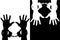 Hands in handcuffs. Silhouette icons