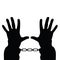 Hands in handcuffs vector silhouette