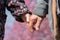 Hands of Happy old couple in a park.mature couple with cherry blossom sakura tree.seniors lover family and healthcare concept