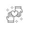 Hands with heart, donation, volunteering, charity, good deeds line icon.