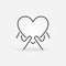 Hands with Heart outline icon. Charity linear symbol