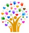 Hands and hearts with star family tree