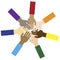 Hands held together. Vector image of team and unity. Symbol of people support. Union and group work in a team